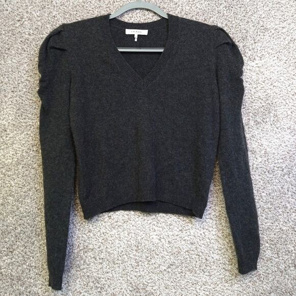 FRAME 100% Cashmere V-Neck Sweater Women’s Size S Charcoal - Picture 4 of 11